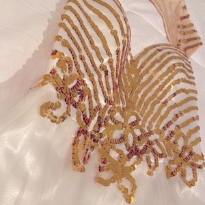 White Dress Gold Sequin